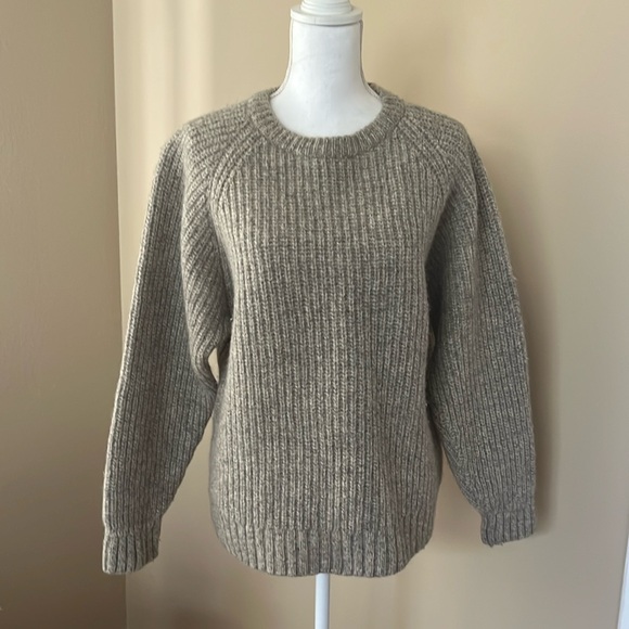 Vintage Eddie Bauer sweater heavy Gray Cable Knit pullover wool polyamide #7267 - Picture 1 of 6
